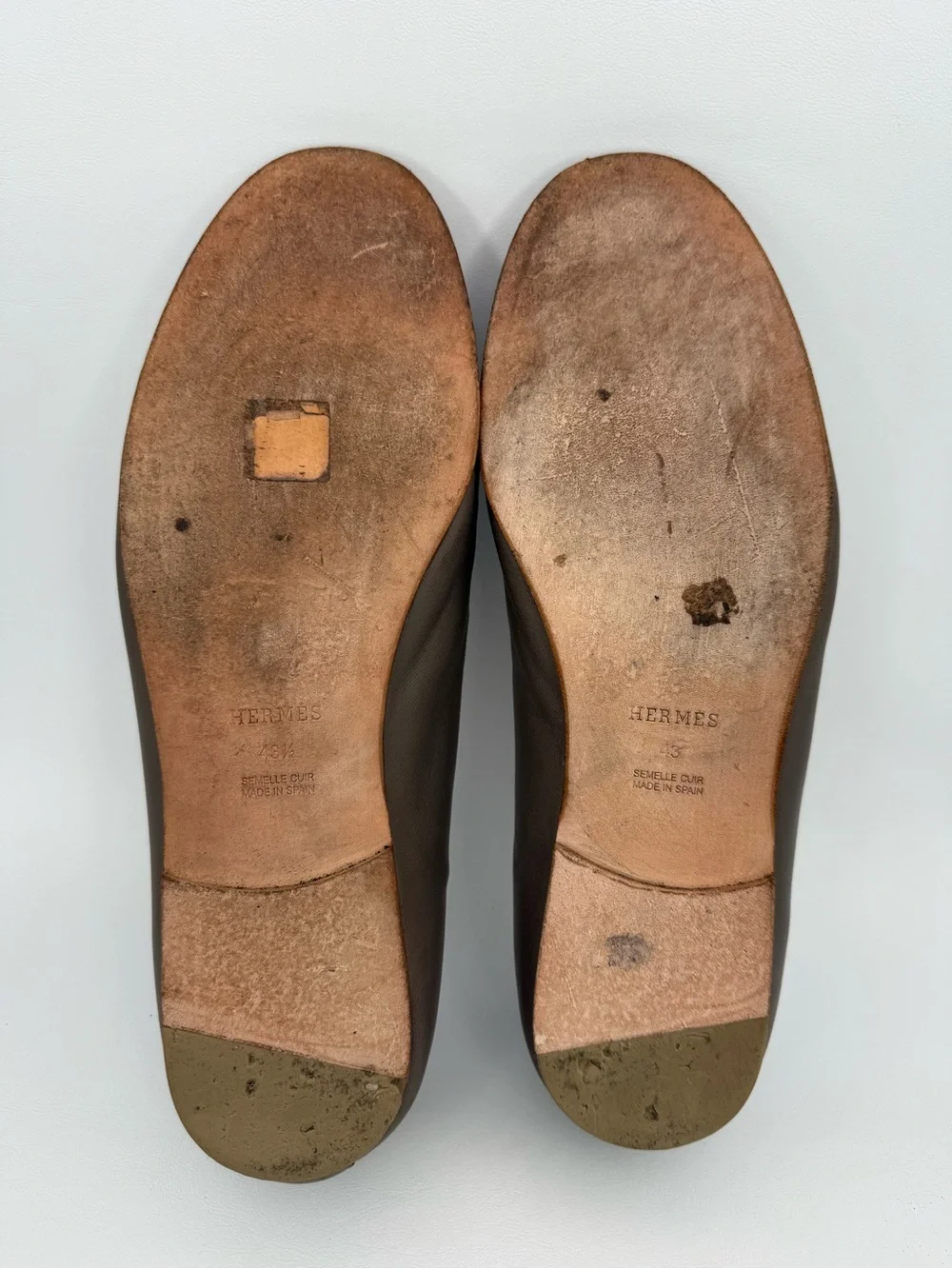 Hermès Paris Leather Loafers Gray Slip-On Flats Spain Men’s EU 43/43.5  READ